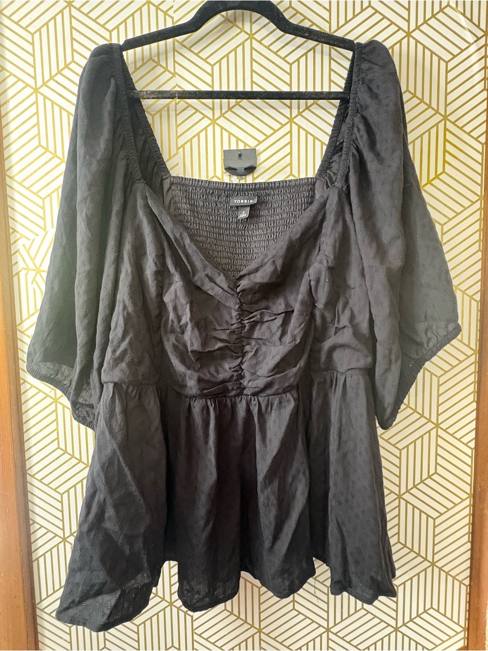 Torrid Black Peasant Blouse - 4X 26